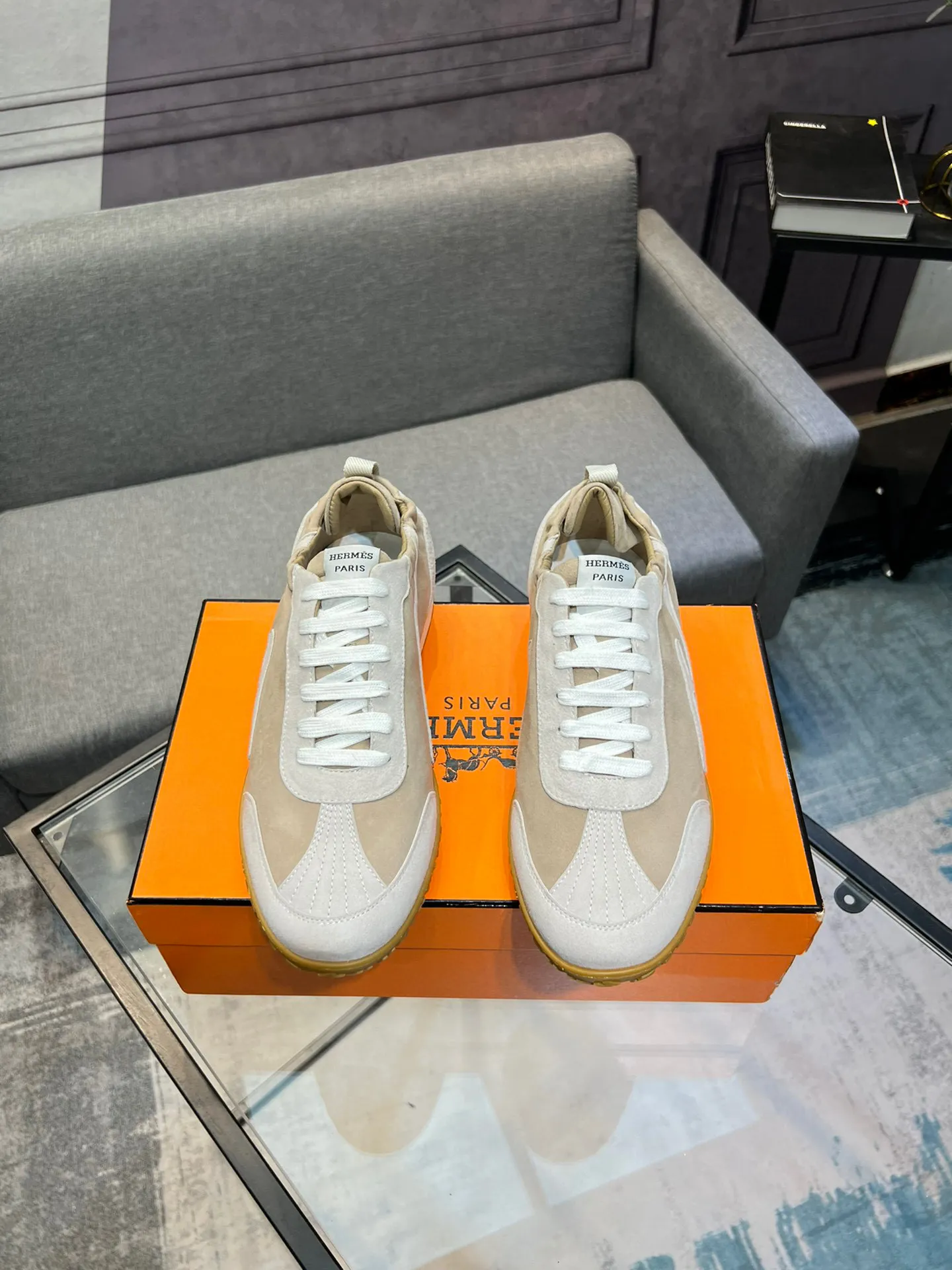 Men's shoes 💰660 [HERMES] Hermès - High-end quality original order 🔍🔍 - Upper: 🔝 cowhide suede splicing design - Inner lining: imported mixed sheepskin - Outsole: TPR foam · Rubber: two-color combined molding outsole - Super high quality control · Fine workmanship: highlighted (high-end, luxury, grade) -Size: 38-44 (45, 46, can be customized)